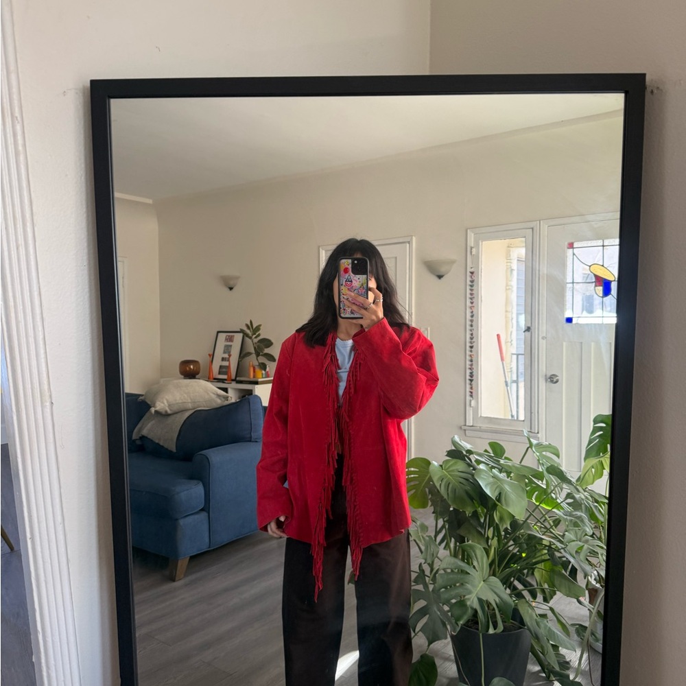 Dialogue Red Suede Fringe Jacket